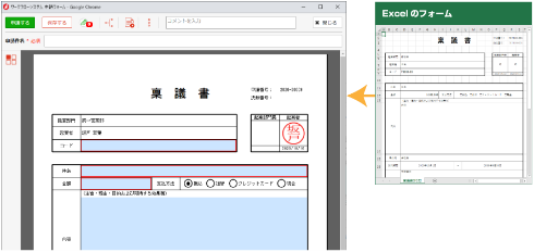 紙イメージの申請書